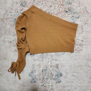 Lovers + Friends Camel Off-Shoulder Sweater